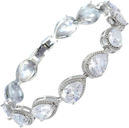 Color Teardrop Zircon Bracelet Shiny Trendy Jewelry for Women (Blue) | Vibrant teardrop zircon glamorous design. perfect Christmas & birthday gift for family and female friends.