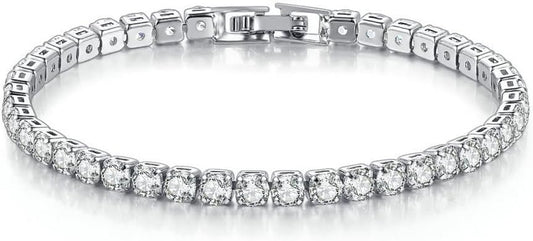 4-Prong Dainty 2.5-4mm Size 8 Cubic Zirconia | Lab-created moissanite tennis bracelet with 4-prong CZ setting