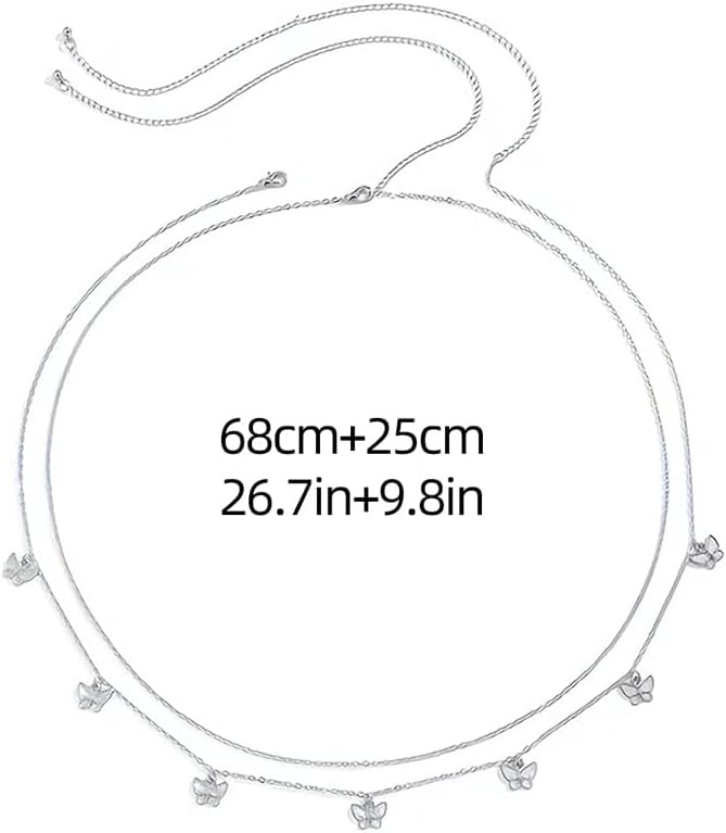 Adjustable Butterfly Waist Chain. Double-Layer Belly Chain Body Jewelry for Women. Beach Party Outfit. Gold