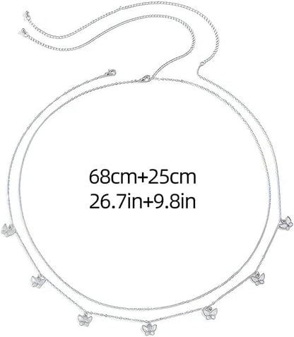 Adjustable Butterfly Waist Chain. Double-Layer Belly Chain Body Jewelry for Women. Beach Party Outfit. Gold