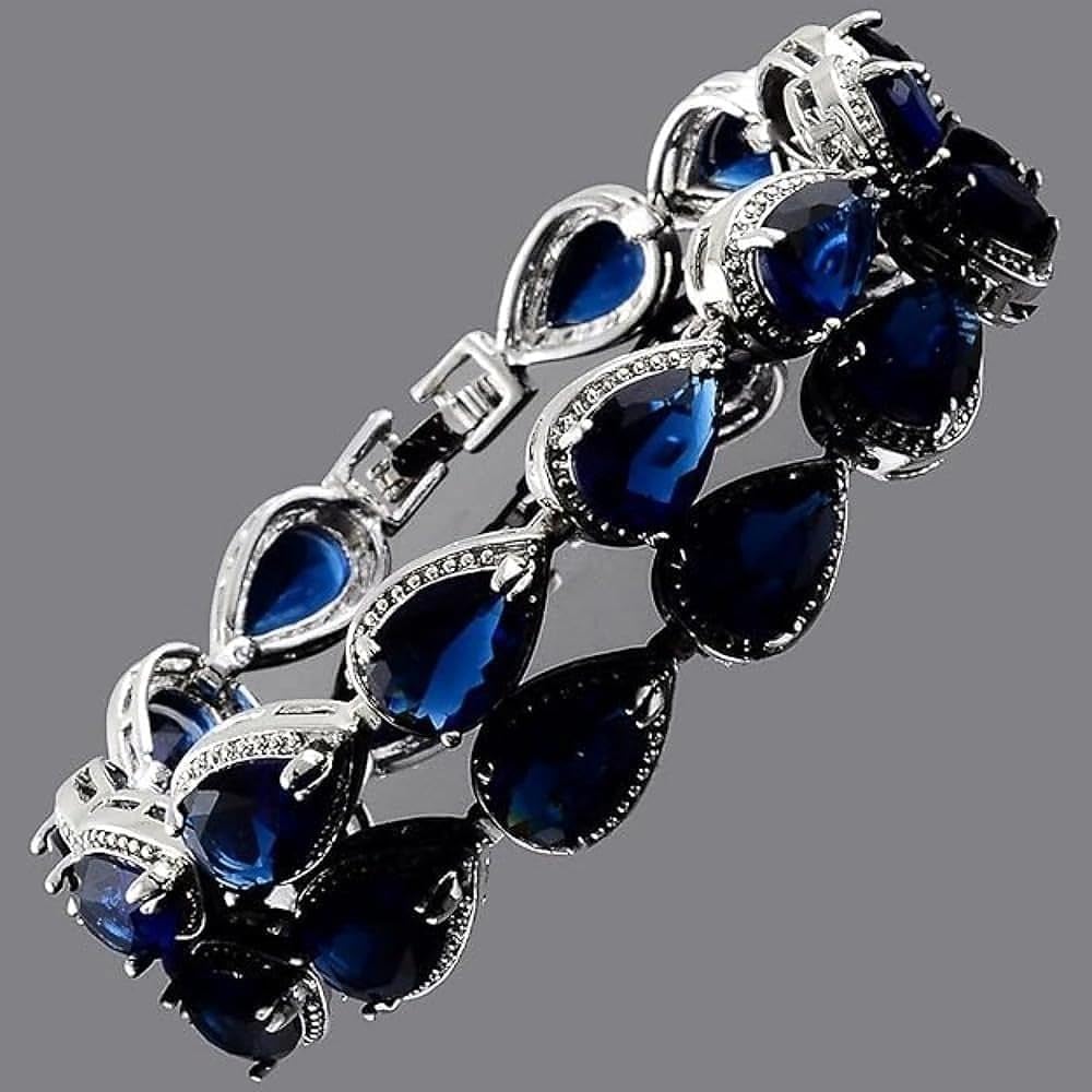 Color Teardrop Zircon Bracelet Shiny Trendy Jewelry for Women (Blue) | Vibrant teardrop zircon glamorous design. perfect Christmas & birthday gift for family and female friends.
