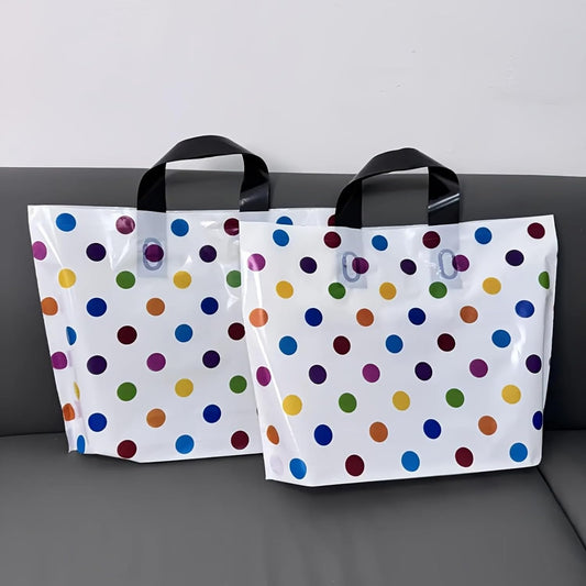 2 Pack Polka Dot Gift Bags Colorful Party Favor Bags Plastic Gift Bags Bulk Goodie Bags for Birthday Holiday Celebration