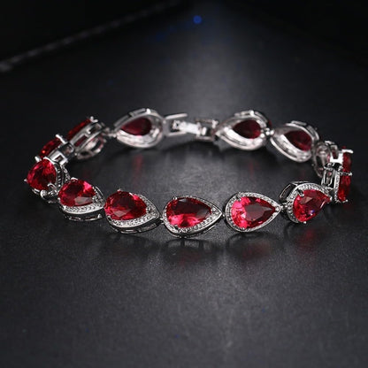 Color Teardrop Zircon Bracelet Shiny Trendy Jewelry for Women (Blue) | Vibrant teardrop zircon glamorous design. perfect Christmas & birthday gift for family and female friends.