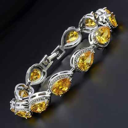 Color Teardrop Zircon Bracelet Shiny Trendy Jewelry for Women (Blue) | Vibrant teardrop zircon glamorous design. perfect Christmas & birthday gift for family and female friends.