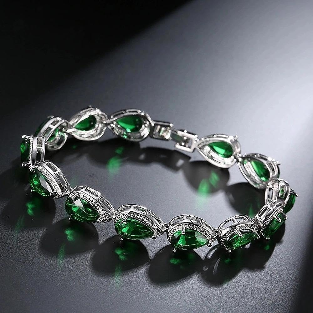 Color Teardrop Zircon Bracelet Shiny Trendy Jewelry for Women (Blue) | Vibrant teardrop zircon glamorous design. perfect Christmas & birthday gift for family and female friends.