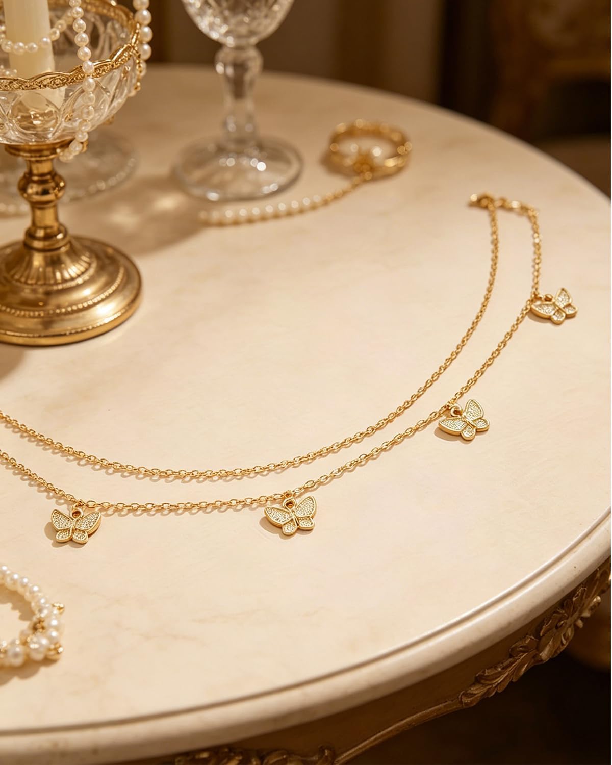 Adjustable Butterfly Waist Chain. Double-Layer Belly Chain Body Jewelry for Women. Beach Party Outfit. Gold