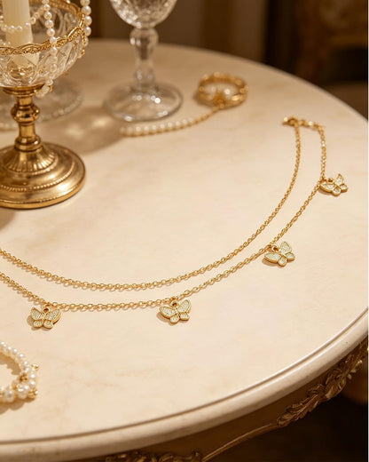 Adjustable Butterfly Waist Chain. Double-Layer Belly Chain Body Jewelry for Women. Beach Party Outfit. Gold