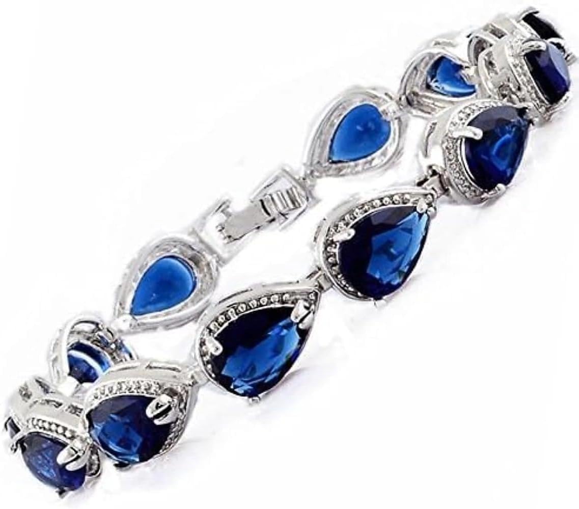 Color Teardrop Zircon Bracelet Shiny Trendy Jewelry for Women (Blue) | Vibrant teardrop zircon glamorous design. perfect Christmas & birthday gift for family and female friends.