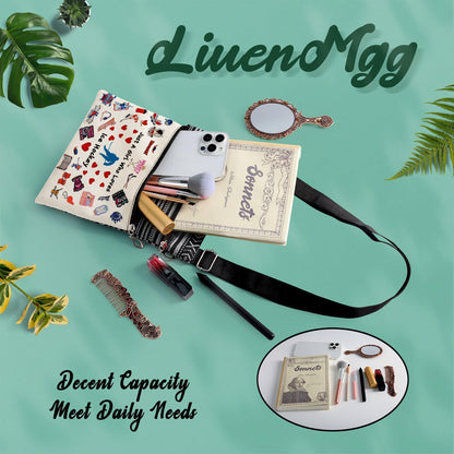 LiuenMgg Just Love Ice Hockey Printed Small Ethnic Crossbody Bag | Sling Messenger Bag. Adjustable Strap Boho Zipper Purse. Just Love Ice Hockey Present for Women