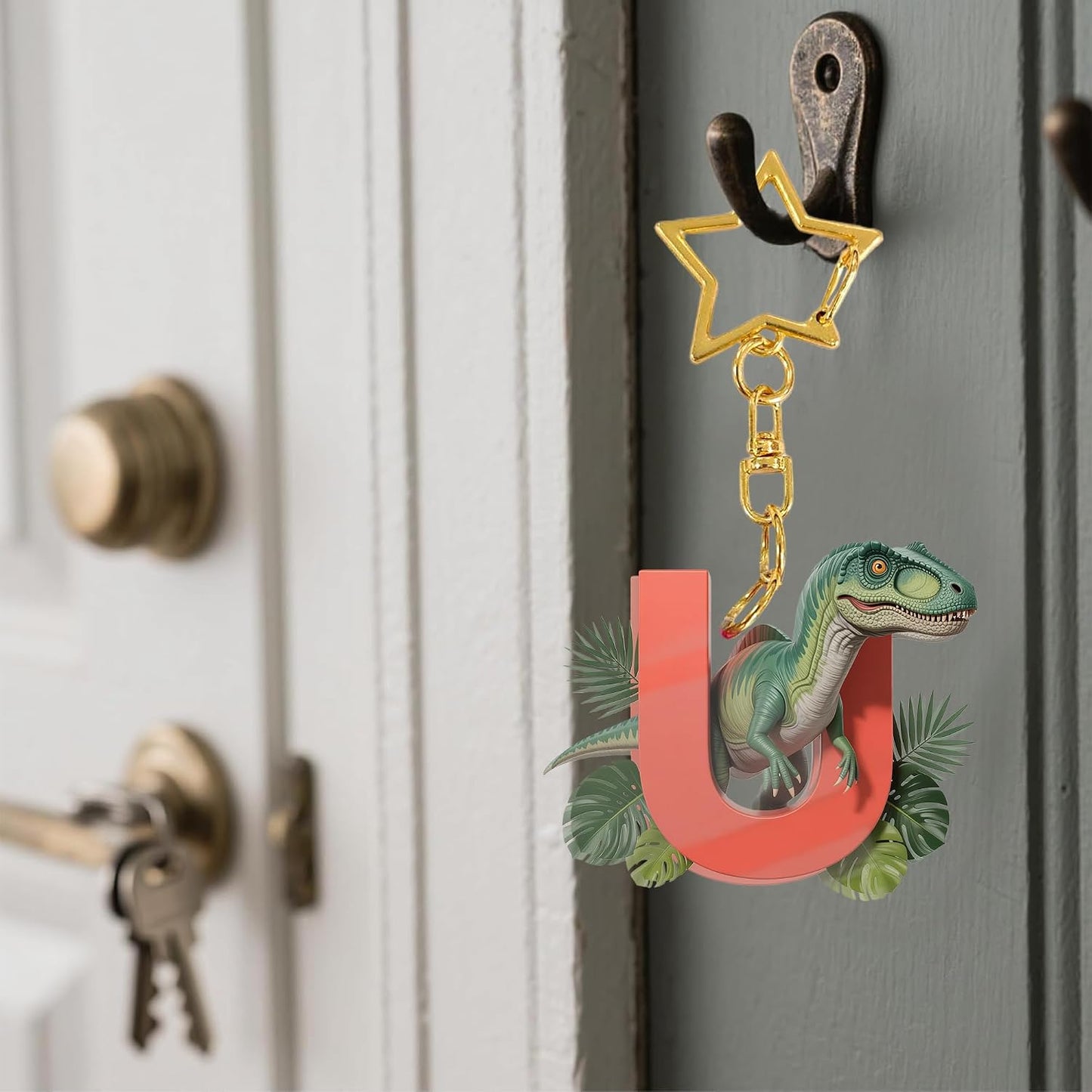 Cute Alphabet Initial Letter A-Z Keychain - Dinosaur Letter V Sparkle Pendant Key Ring for Car Keys. Bag. Purse. Backpack. Wallet. Luggage & Valentine's Day Gift Accessory for School A22 at Amazon Men's Clothing store