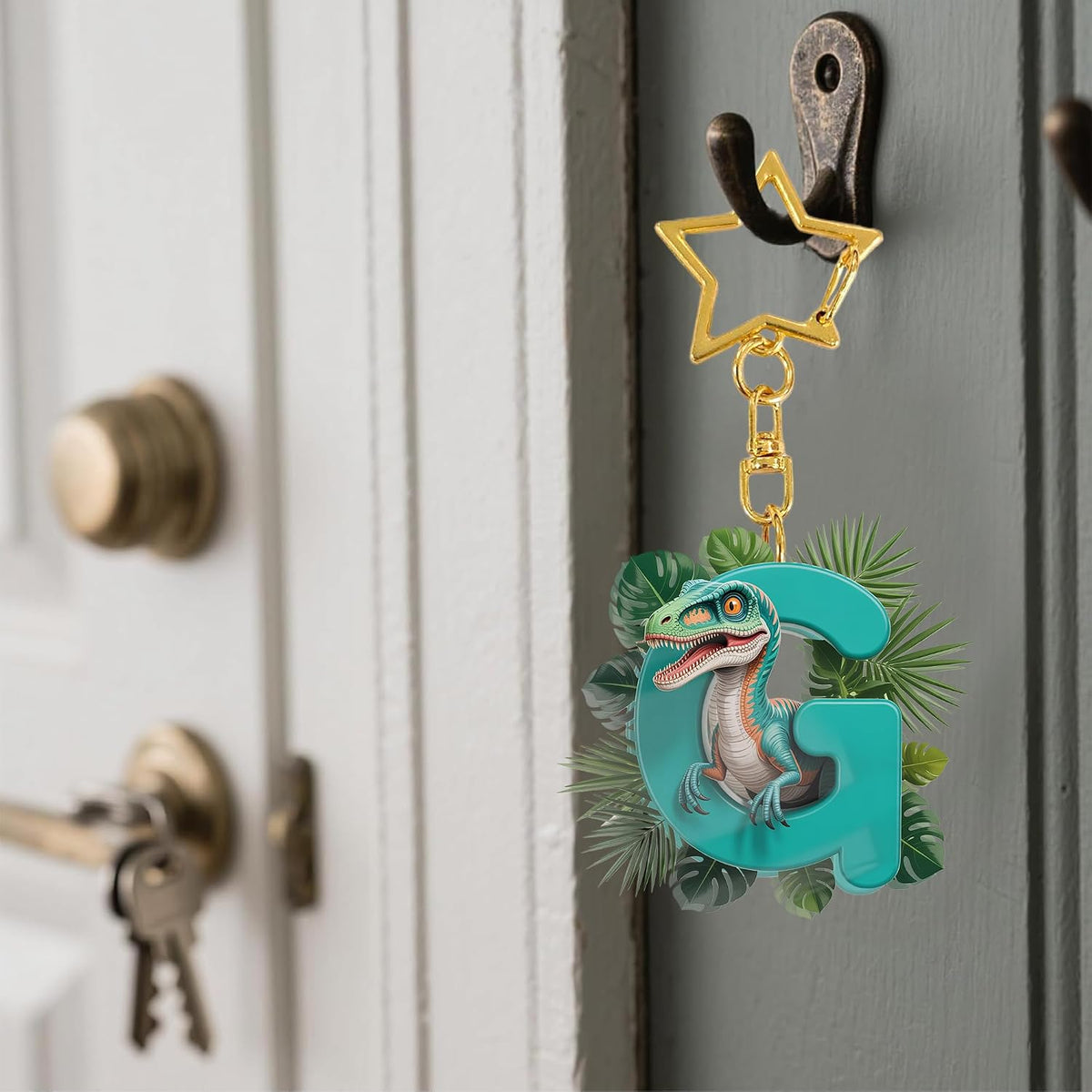 Cute Alphabet Initial Letter A-Z Keychain - Dinosaur Letter V Sparkle Pendant Key Ring for Car Keys. Bag. Purse. Backpack. Wallet. Luggage & Valentine's Day Gift Accessory for School A22 at Amazon Men's Clothing store