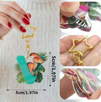 Cute Alphabet Initial Letter A-Z Keychain - Dinosaur Letter V Sparkle Pendant Key Ring for Car Keys. Bag. Purse. Backpack. Wallet. Luggage & Valentine's Day Gift Accessory for School A22 at Amazon Men's Clothing store